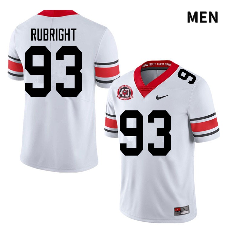 Georgia Bulldogs Men's Bill Rubright #93 White 2020 1980 National Champions 40th Anniversary Stitched College UGA Football Jersey 23JV011IO